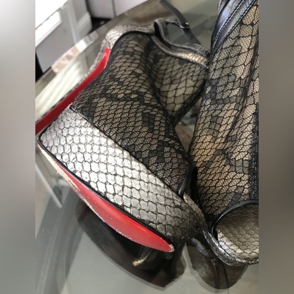 Christian Louboutin 140mm Bridget Python Lace Ankle Booties Sz 40.5 (US 10.5) - Picture 8 of 14